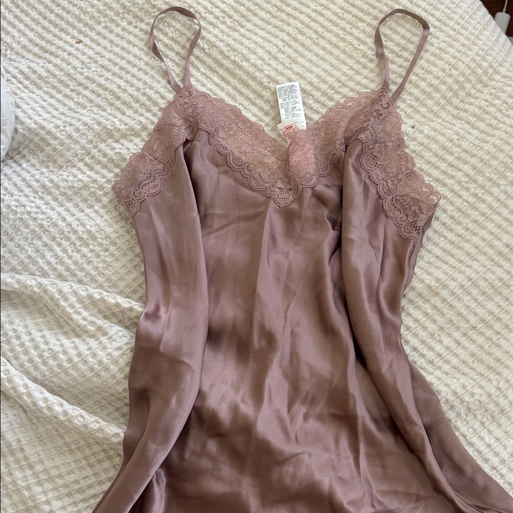 Intimissimi satin slip with Lace Insert Detail mauve medium - Picture 2 of 5